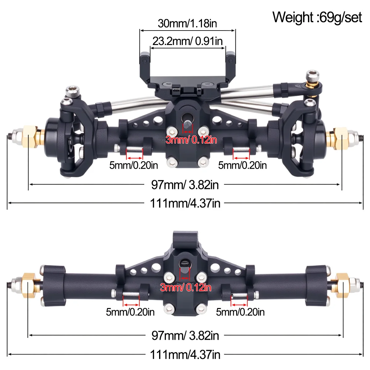 Plastic SCX24 Front Rear Axle  - Rc Hobby Crawler review and price